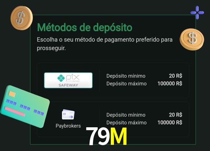O cassino 79M oferece uma grande variedade de métodos de pagamento